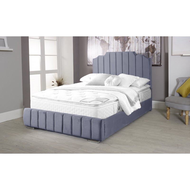 Oced Velvet Steel 4ft6 Double bed